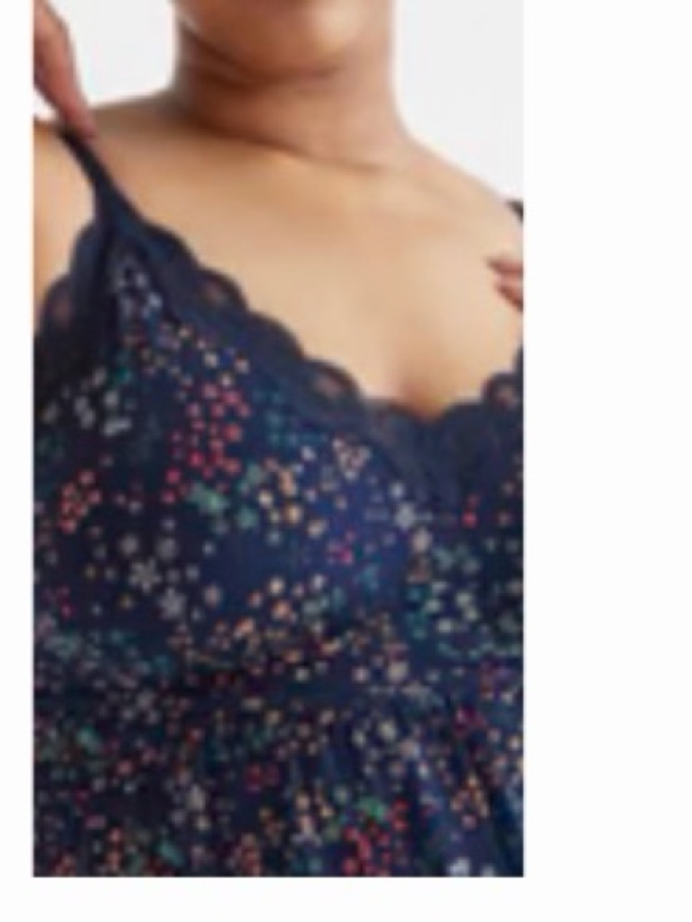 knix Navy Floral Lace-Trim Cami